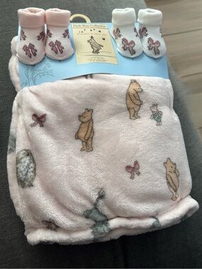 New Winnie the Pooh Pink Baby Blanket & Sock Set by Pooh-Bear-Collection